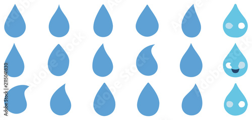 Bild auf Leinwand Light blue water drop icons set for eco-friendly and purity concepts