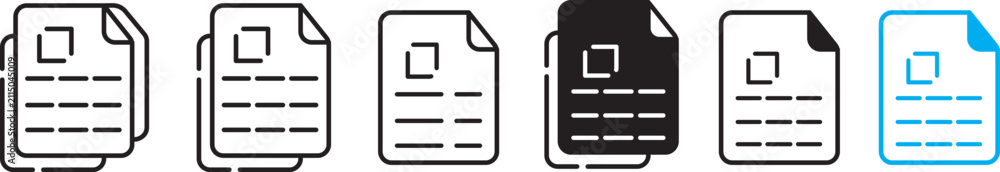 Obraz premium Document page and file report line icon set. Business paper document and contract record symbol collection.