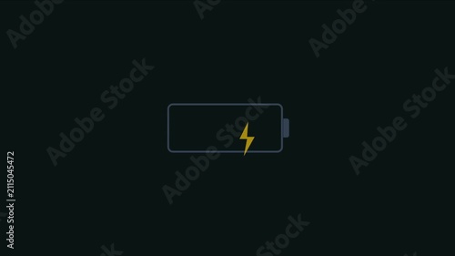 Battery draining animation: digital power level depleting on dark 4k background, depletion energy