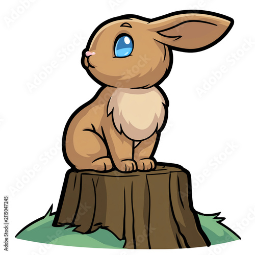  Cute rabbit bunny cartoon character wearing a simple colorful scarf on transparent png background. Ai generated