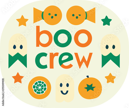 Boo Crew Halloween Typography Banner Vector Illustration