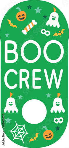 Boo Crew Halloween Typography Banner Vector Illustration