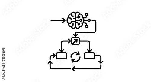 Artificial Intelligence Brain Neural Network Logic Flow Diagram AQ