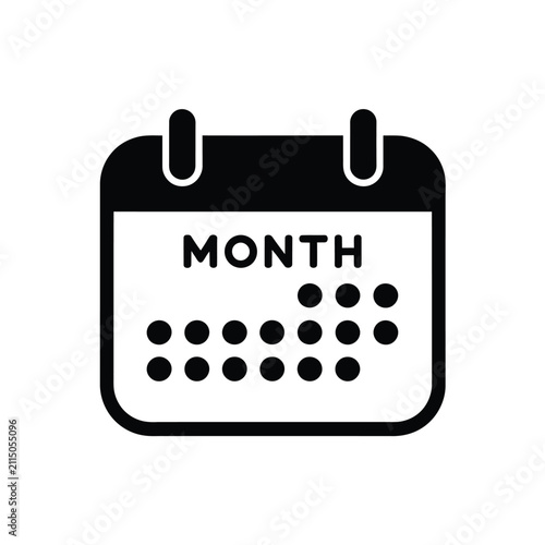 Calendar month icon symbol graphic time scheduling concept.