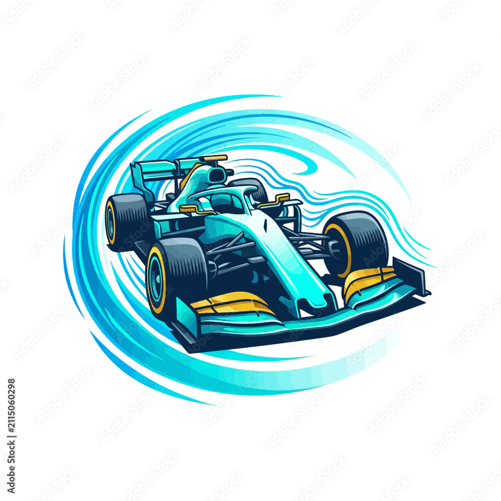Obraz premium formula one race car speeding away on track