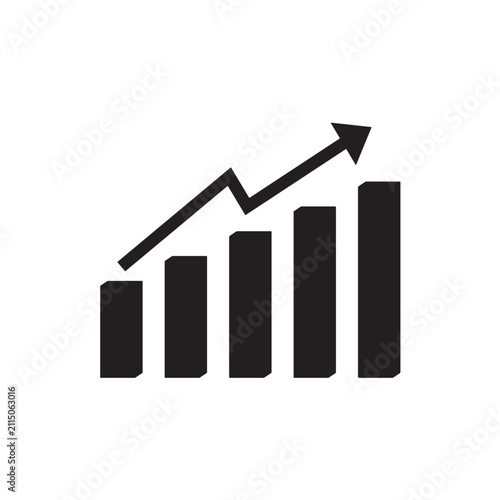 Black bar chart icon showing financial growth and success