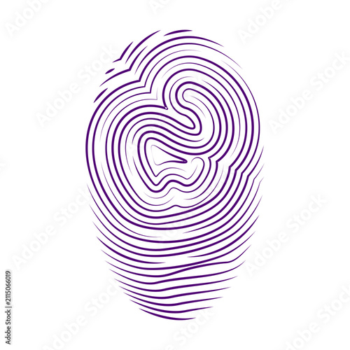 Abstract fingerprint icon. Biometric identity symbol