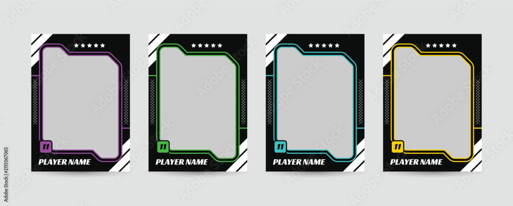 Fototapeta premium Trading card template design for sports, picture frame for player performance, photo frame or border collection for hockey, basketball and football player, sports flyer design, template eps 10.