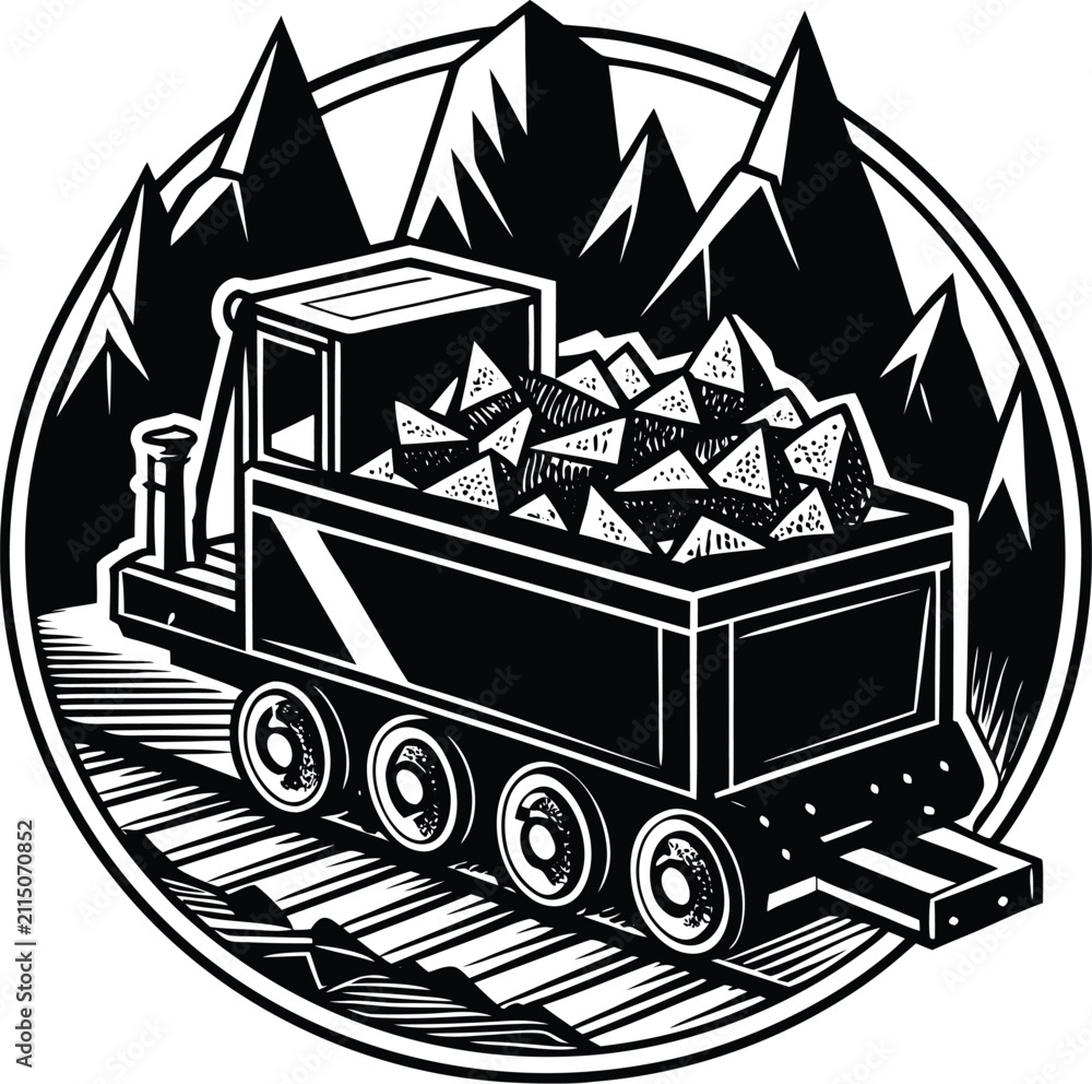 Naklejka premium Vintage train carrying logs through forest