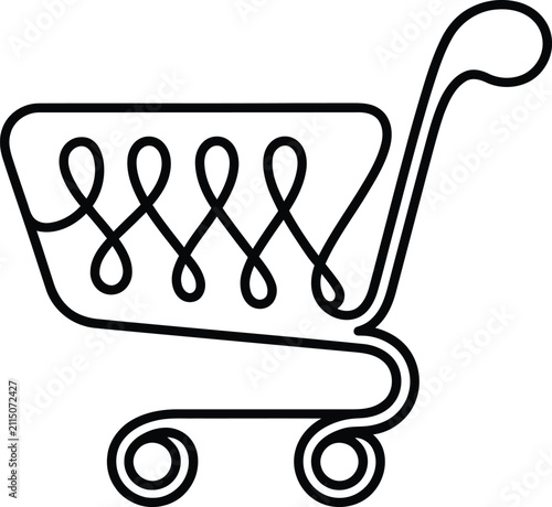 thin line shopping cart icon outline isolated on white background linear vector illustration