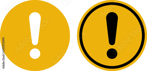 Bild auf Leinwand Set of two yellow exclamation mark warning signs