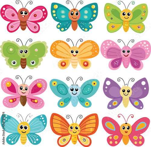 Black and White Butterfly Design Elements Vector Collection Set