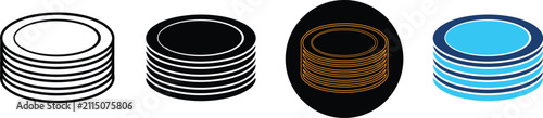 Four Distinct Styles Of Stacked Circular Plates