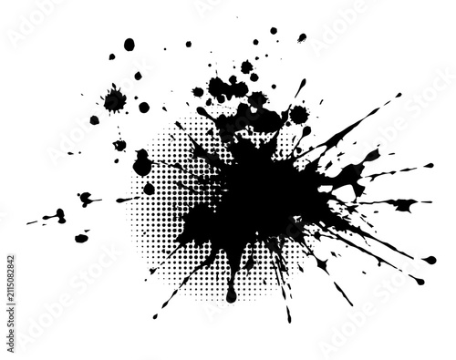 Splatter Paint Texture . Black Spray Blot of Ink. Place illustration Over any Object to Create Grungy Effect . hand drawn. Not AI, Vector