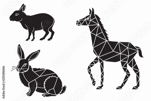 Four wild animals standing side by side illustration