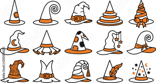 Assorted halloween witch hats collection