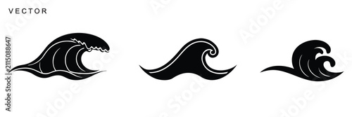 Collection of summer water splash wave, Modern wave icon set, Vector Illustration