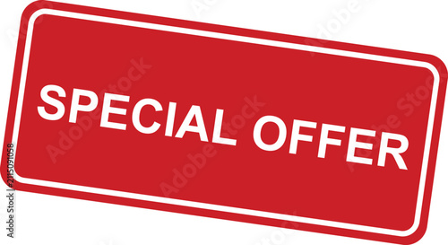 Special offer promotional stamp design with bold typography and graphics