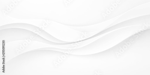 White wave modern abstract background design featuring smooth curved lines, flowing paper style layers, elegant digital wave sculpture texture and minimalist banner layout.