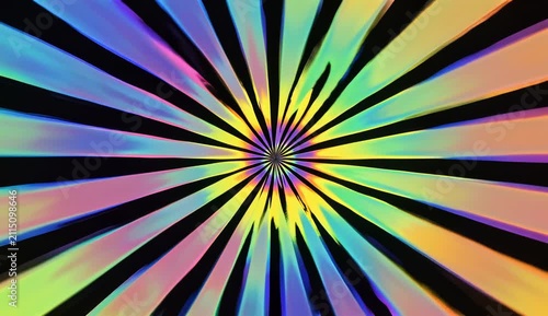 Abstract radial light rays background. Colorful hypnotic sunburst motion graphic loop.