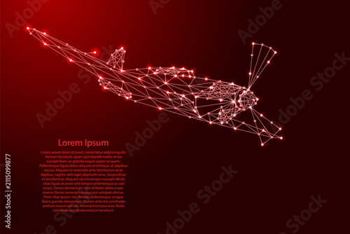 dive fighter with propeller from futuristic polygonal red lines and glowing stars for banner, poster, greeting card
