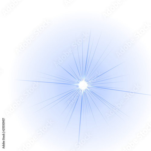 Blue Light Flare Effect Element isolated on Transparent Background
