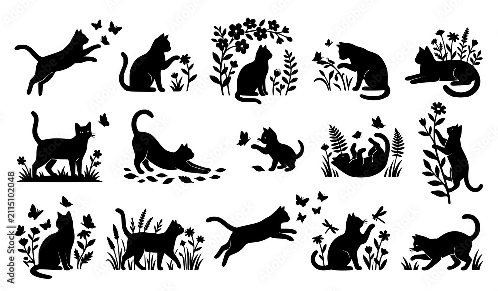Obraz premium 44. Wild Forest Animal Silhouette Collection Isolated on White Background Nature Wildlife Vector Illustration Set44. Wild Forest Animal Silhouette Collection Isolated on White Background Nature Wildli