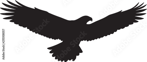 Foto Black silhouette of a soaring eagle with wings fully extended on a transparent background