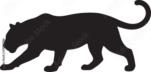 Canvas Print Black panther silhouette prowling wild cat predator isolated feline animal big cat hunter nature power