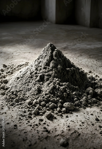 Pile of cement powder on a ...