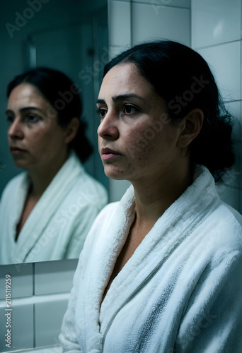 Woman with acne and skin im...