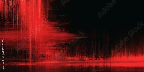 Foto Abstract crimson streaks and brushstrokes against a stark black background create a dramatic and emotive visual, suggesting intensity and movement