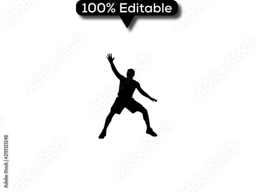 Cuadro en lienzo Full vector basketball player slam dunk action icon