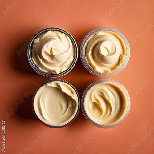 Four containers of creamy b...