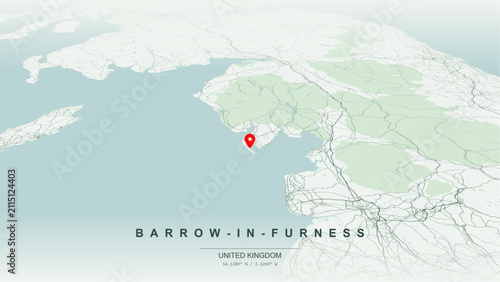 Bild auf Leinwand Modern minimalist vector map of Barrow-in-Furness, Cumbria, England