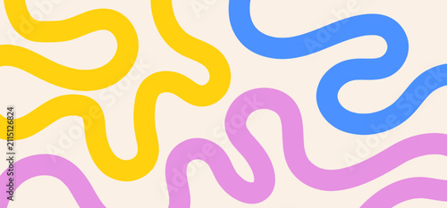 Abstract color line pattern. Background with curvy lines in pastel colors. Vector illustration of doodle wavy lines.