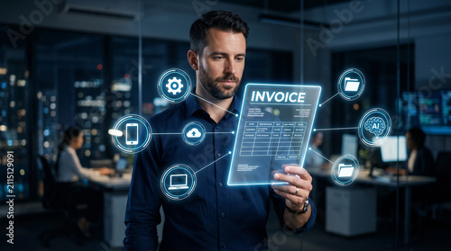 Digital invoice processing automation financial technology business management workflow solutions corporate accounting software interface system integration with artificial intelligence data