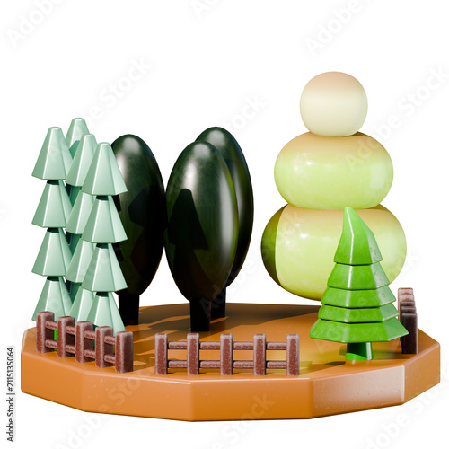 3d rendered illustration of  stylized forest scenes 