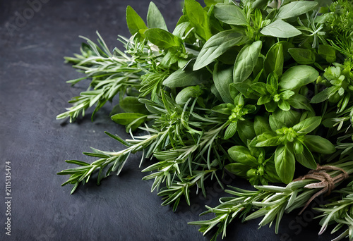 Fresh aromatic herbs bundle...