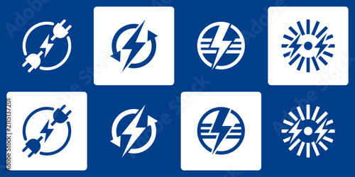 Collection of electrical vector logos with modern, simple, clean and abstract style. Icons for businesses, electricians, and personal branding.