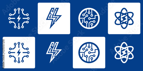 Collection of electrical vector logos with modern, simple, clean and abstract style. Icons for businesses, electricians, and personal branding.