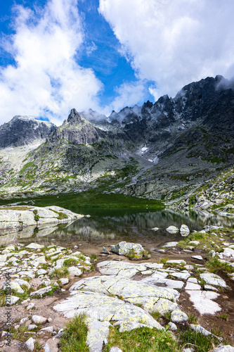 Mountain lake in the Valley of Five Spis Lakes in the High Tatras, Slovakia