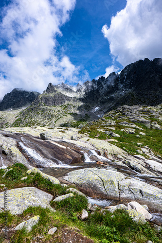 Mountain lake in the Valley of Five Spis Lakes in the High Tatras, Slovakia