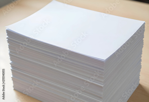 Stack of blank white paper ...