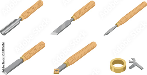 Принти на полотні Wood Turning Lathe Chisel Set with Wooden Handles, Gouges, Parting Tools, Carbid