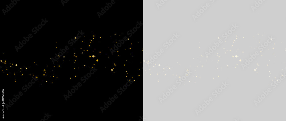 Obraz premium Space dust golden sparks and gold stars shine with special light. Christmas abstract galaxy pattern. Bright highlights and glowing glitter on magical atmosphere. Vector illustration png.