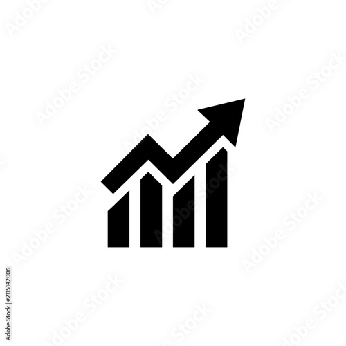 Bild auf Leinwand Green business growth chart icon showing a rising trend with an arrow pointing u