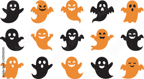 Принти на полотні A collection of cute ghosts for a spooky halloween vector illustration featuring