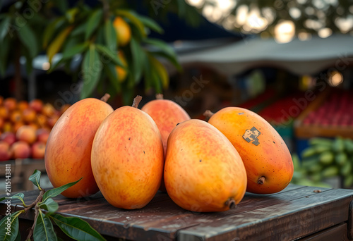 Fresh ripe orange mangoes o...