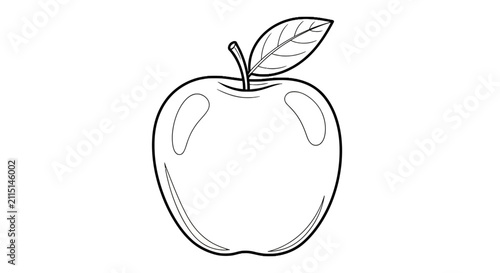 Quadro su tela Apple outline with a leaf for coloring